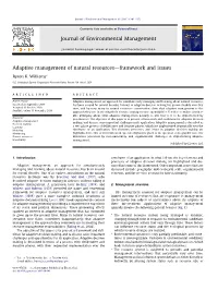 Adaptive Management of Natural Resources-Framework and Issues