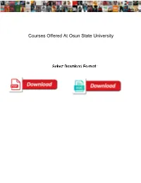 Courses Offered at Osun State University