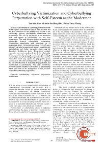 Cyberbullying Victimization and Cyberbullying Perpetration with Self-Esteem As the Moderator