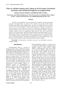 Effect of Alkaline Soaking and Cooking on the Proximate, Functional and Some Anti-Nutritional Properties of Sorghum Flour