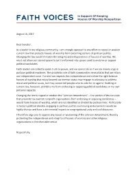 Faith Voices Letter
