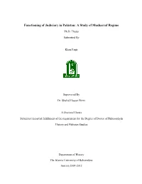 Functioning of Judiciary in Pakistan: a Study of Musharraf Regime