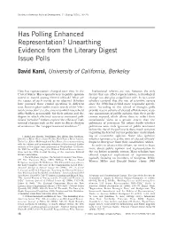 Has Polling Enhanced Representation? Unearthing Evidence from the Literary Digest Issue Polls