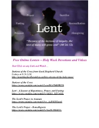 Lenten Prayers and Devotions