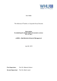 Sara Keller the Influence of Taxation on Corporate Group Structure