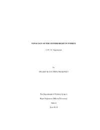 TYPOLOGY of the CENTER-RIGHT in TURKEY a Ph. D. Dissertation By