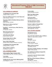 Educational Programs Given at ABA Conventions 19662015