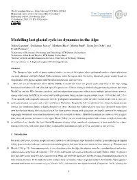 Modelling Last Glacial Cycle Ice Dynamics in the Alps