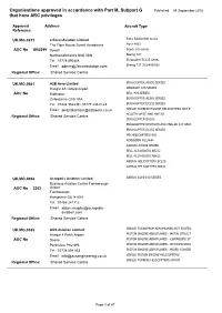 Organisations Approved in Accordance with Part M, Subpart G Published 04 September 2018 That Have ARC Privileges
