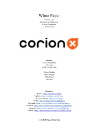 White Paper Version: 1.1.2 the Future of Stablecoins; Corion Foundation; Corionx Token
