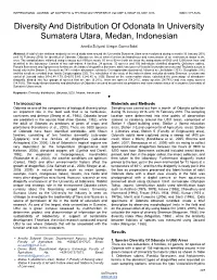 Diversity and Distribution of Odonata in University Sumatera Utara, Medan, Indonesian