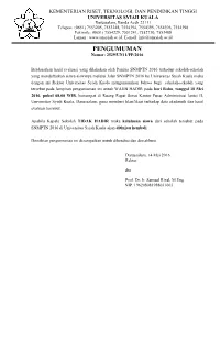 PENGUMUMAN Nomor: 2529/UN11/PP/2016