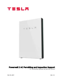 Powerwall 2 AC Permitting and Inspection Support for Authorities Having Jurisdiction (Ahjs)