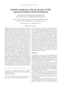 Predictive Significance of the Cut-Off Value of CD20 Expression in Patients with B-Cell Lymphoma