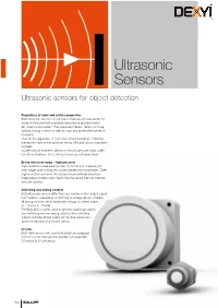 Ultrasonic Sensors Ultrasonic Sensors for Object Detection
