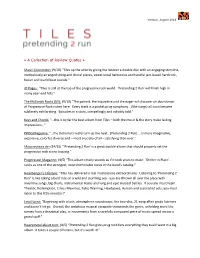 • a Collection of Review Quotes • Music Connection: (9/10) “Tiles up the Ante by Giving the Listener a Double Disc with An