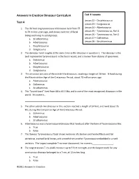 Answers in Creation Dinosaur Curriculum Test 4 Lessons