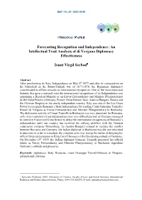 Forecasting Recognition and Independence: an Intellectual Trait Analysis of Di Vergano Diplomacy Effectiveness