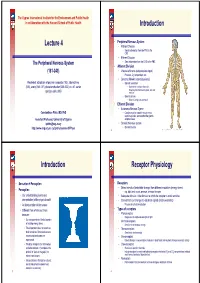 Lecture 4 Introduction Introduction Receptor Physiology