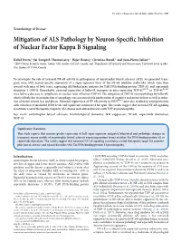 Mitigation of ALS Pathology by Neuron-Specific Inhibition of Nuclear Factor Kappa B Signaling