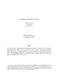 Probabilistic Algorithms in Robotics