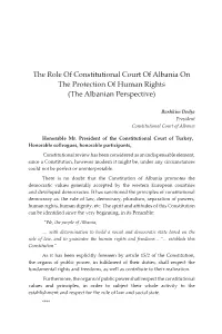 The Role of Constitutional Court of Albania on the Protection of Human Rights (The Albanian Perspective)