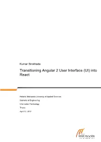 Transitioning Angular 2 User Interface (UI) Into React