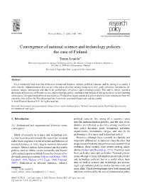Convergence of National Science and Technology Policies: the Case of Finland