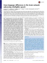 Cross-Language Differences in the Brain Network Subserving Intelligible Speech