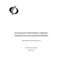Human Resources for Health Challenges in Fragile States: Evidence from Sierra Leone, South Sudan and Zimbabwe