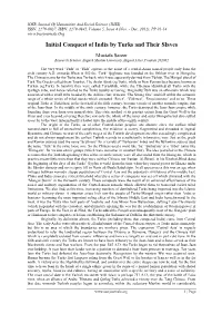 Initial Conquest of India by Turks and Their Slaves