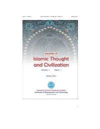 Issue I, Volume I Journal of Islamic Thought & Civilization Spring 2011