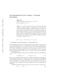 Low-Dimensional Electric Charges. Covariant Description 2 Which Is Explicitly Invariant Under the Diﬀeomorphism of the Manifold