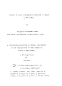 Studies of Some Coordination Complexes of Indium