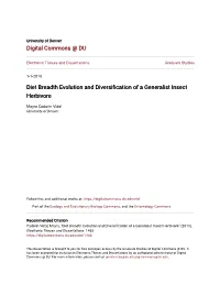 Diet Breadth Evolution and Diversification of a Generalist Insect Herbivore