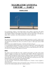 "Eggbeater"Antenna Vhf/Uhf ~ Part 1