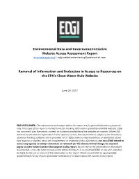 Environmental Data and Governance Initiative Website Access Assessment Report Removal of Information and Reductio