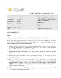 Policy and Procedure Manual 1.2.1 Admissions