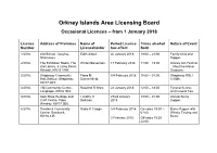 Summary Register of Occasional Licences