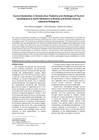 Tourism Destination in Remote Area: Problems and Challenges of Tourism Development in North Halmahera As Remote and Border Areas of Indonesia-Philippines