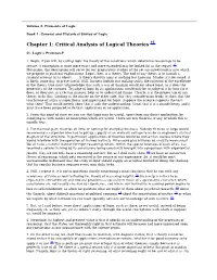 Chapter 1: Critical Analysis of Logical Theories †1