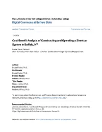 Cost-Benefit Analysis of Constructing and Operating a Streetcar System in Buffalo, NY