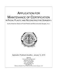 Application for Maintenance of Certification in Facial Plastic and Reconstructive Surgery®
