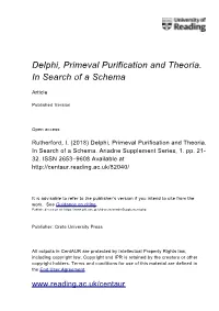 Delphi, Primeval Purification and Theoria. in Search of a Schema