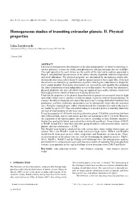 Homogeneous Studies of Transiting Extrasolar Planets. II. Physical Properties