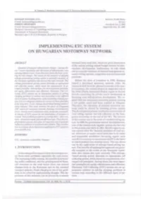 Implementing ETC System on Hungarian Motorway Network