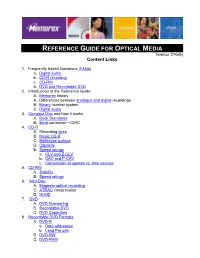 REFERENCE GUIDE for OPTICAL MEDIA Terence O’Kelly Content Links