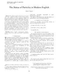 The Status of Particles in Modern English