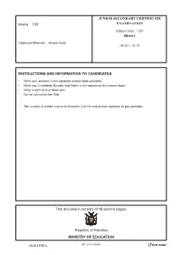 [Turn Over INSTRUCTIONS and INFORMATION to CANDIDATES Moe/DNEA Marks 130 JUNIOR SECONDARY CERTIFICATE EXAMINATION Subject Code