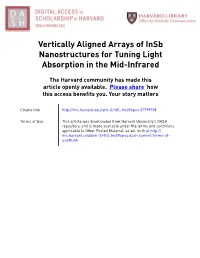 Vertically Aligned Arrays of Insb Nanostructures for Tuning Light Absorption in the Mid-Infrared